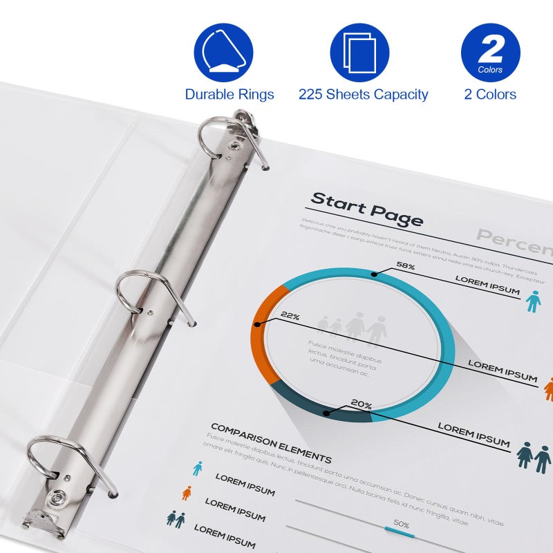 COMIX مجلد كومكس D-Ring الأساسي 1 بوصة 3 حلقات، بسماكة 2.4 مم، يحمل 225 ورقة بحجم 8.5" × 11"، 12 عبوة (أبيض) - Image 4